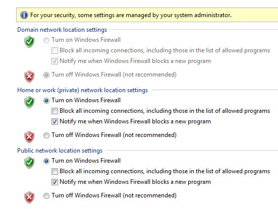 Configure Windows 7 firewall settings