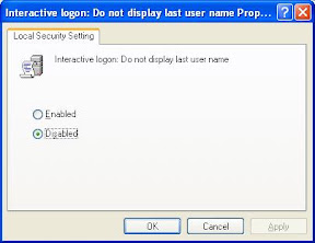 Setting for displaying last logged in user name Setting for displaying last logged in user name