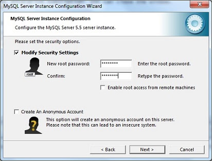 Set password in mysql server configuration